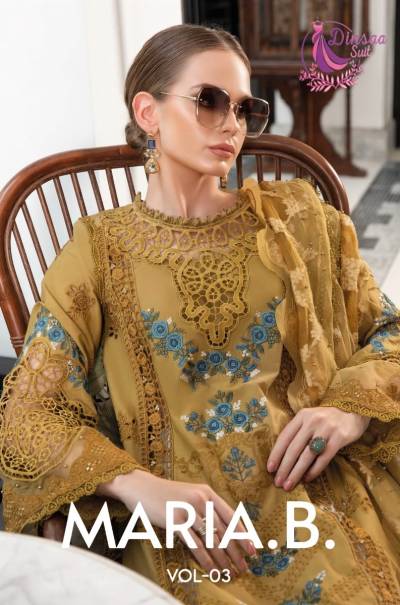 MARIA.B VOL-3 BY DINSAA HEAVY EMBROIDERY SALWAR KAMEEZ WHOLESALER IN INDIA